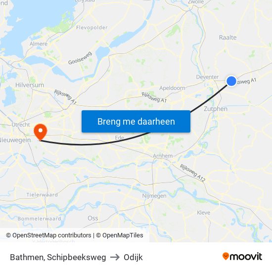 Bathmen, Schipbeeksweg to Odijk map