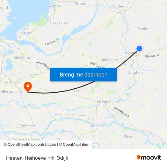 Heeten, Heihoeve to Odijk map