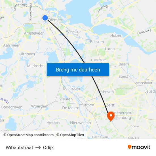Wibautstraat to Odijk map