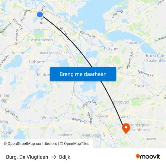 Burg. De Vlugtlaan to Odijk map