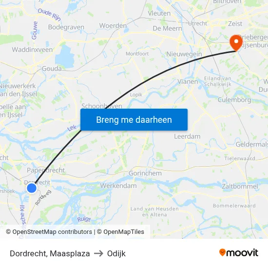 Dordrecht, Maasplaza to Odijk map