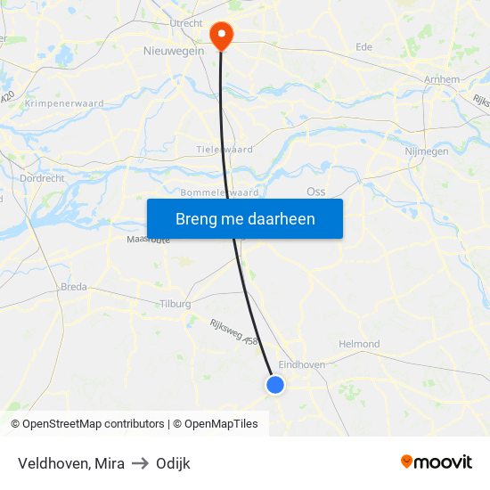 Veldhoven, Mira to Odijk map