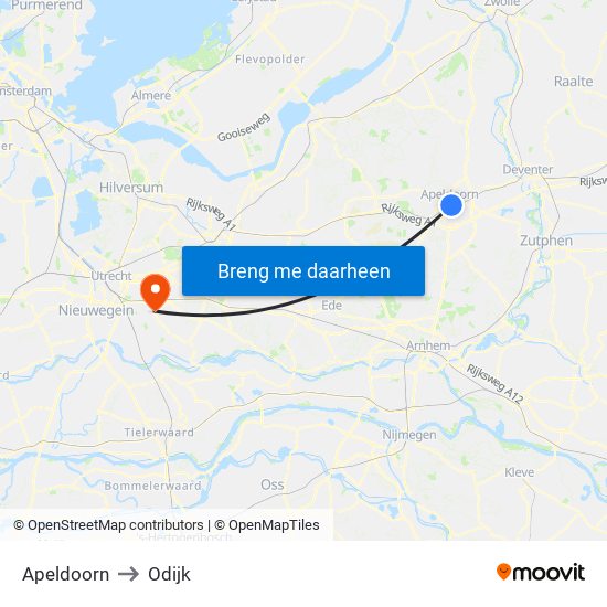 Apeldoorn to Odijk map