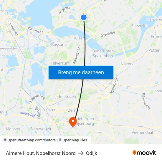 Almere Hout, Nobelhorst Noord to Odijk map