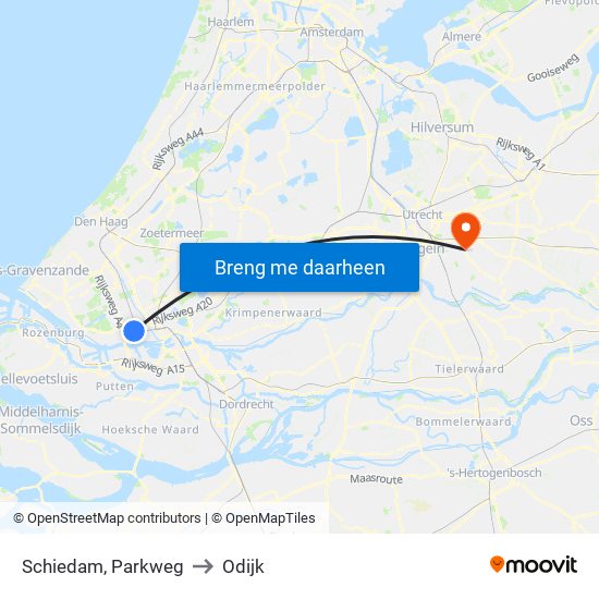 Schiedam, Parkweg to Odijk map