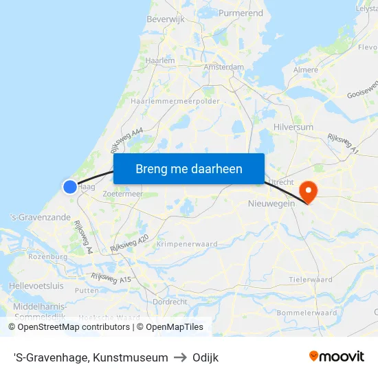 'S-Gravenhage, Kunstmuseum to Odijk map