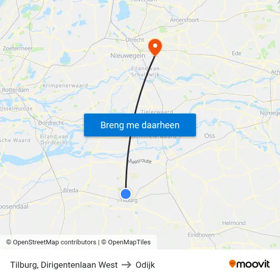 Tilburg, Dirigentenlaan West to Odijk map
