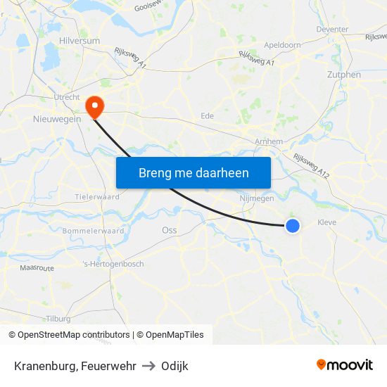 Kranenburg, Feuerwehr to Odijk map