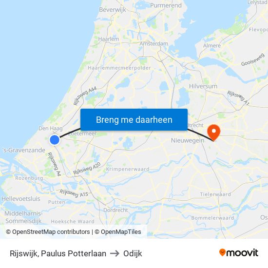 Rijswijk, Paulus Potterlaan to Odijk map