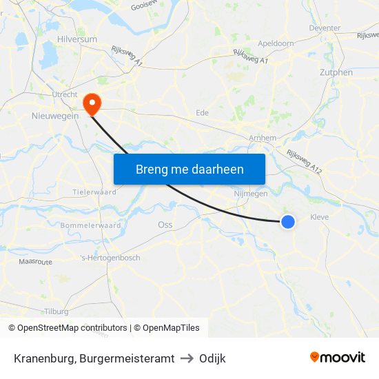 Kranenburg, Burgermeisteramt to Odijk map