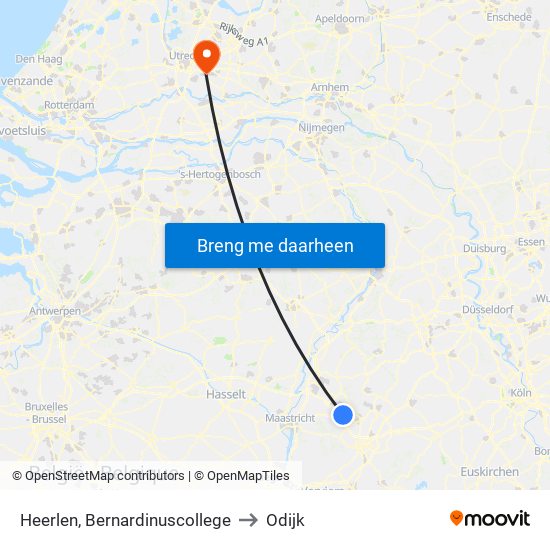 Heerlen, Bernardinuscollege to Odijk map
