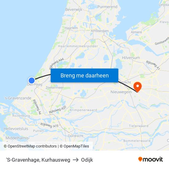 'S-Gravenhage, Kurhausweg to Odijk map