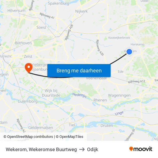 Wekerom, Wekeromse Buurtweg to Odijk map