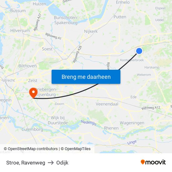 Stroe, Ravenweg to Odijk map