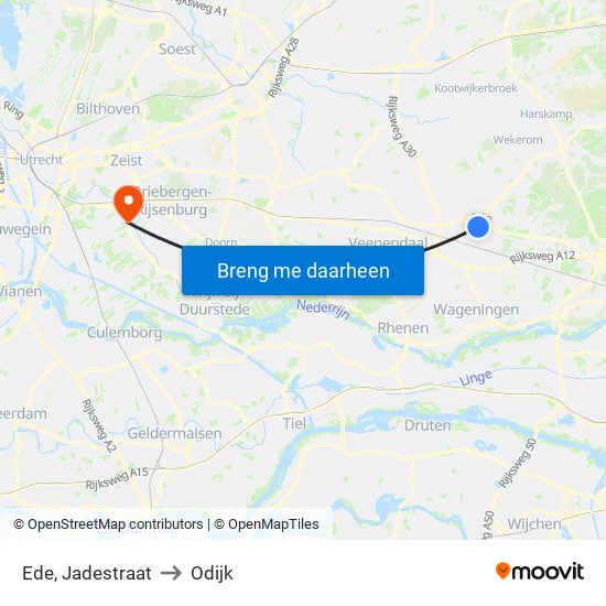 Ede, Jadestraat to Odijk map