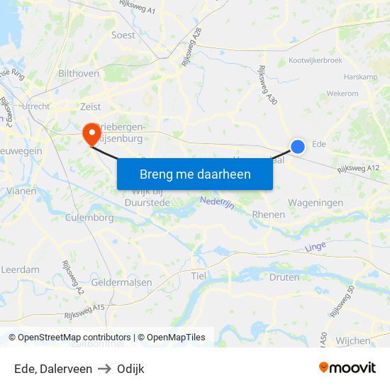 Ede, Dalerveen to Odijk map