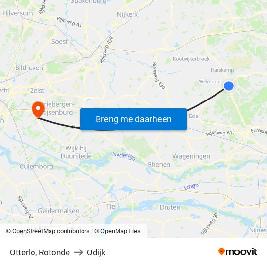 Otterlo, Rotonde to Odijk map