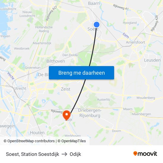 Soest, Station Soestdijk to Odijk map