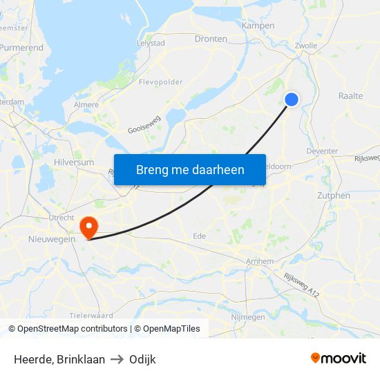 Heerde, Brinklaan to Odijk map