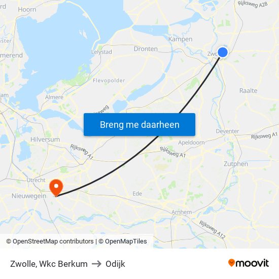 Zwolle, Wkc Berkum to Odijk map
