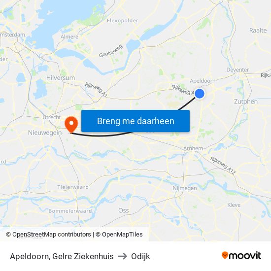 Apeldoorn, Gelre Ziekenhuis to Odijk map