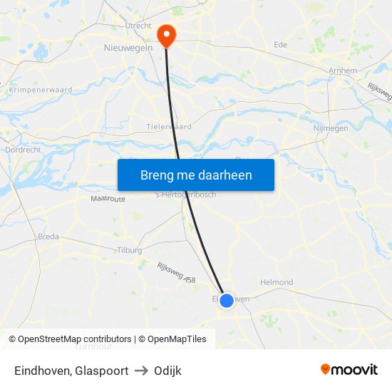 Eindhoven, Glaspoort to Odijk map