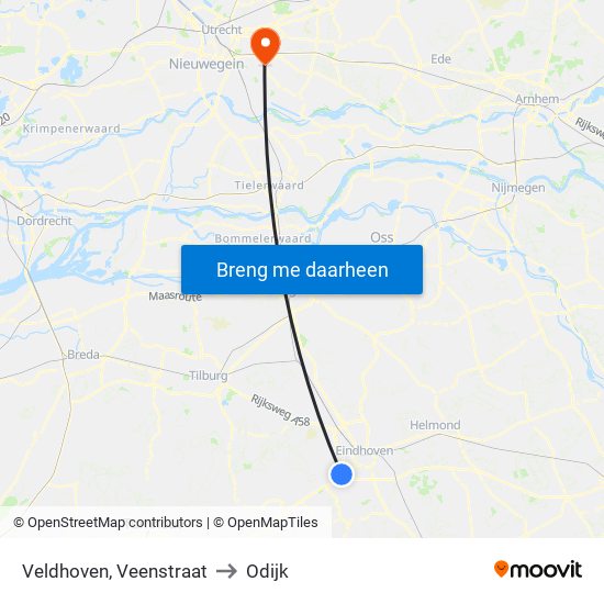 Veldhoven, Veenstraat to Odijk map