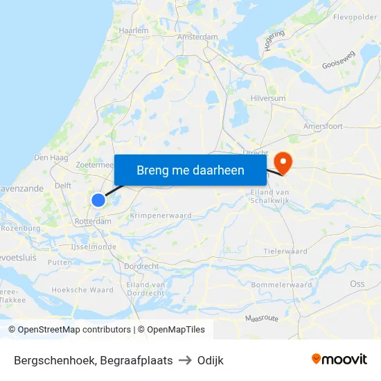 Bergschenhoek, Begraafplaats to Odijk map