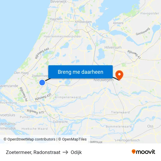 Zoetermeer, Radonstraat to Odijk map