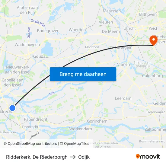 Ridderkerk, De Riederborgh to Odijk map