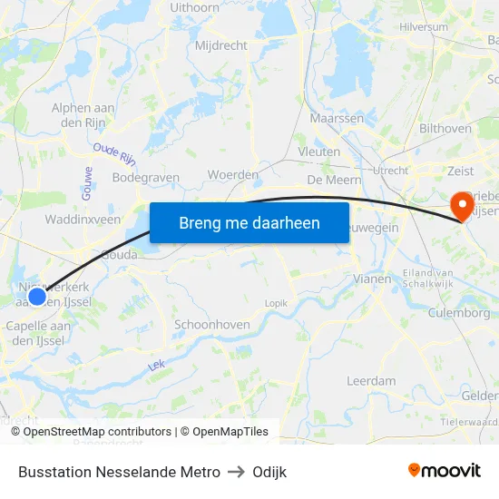 Busstation Nesselande Metro to Odijk map