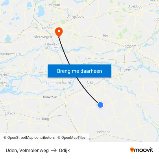 Uden, Velmolenweg to Odijk map