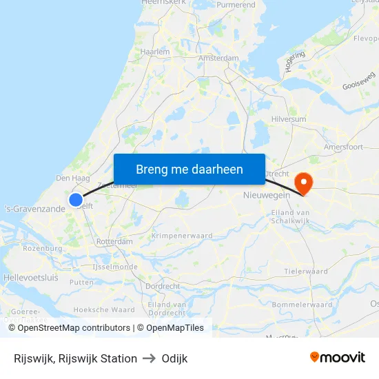 Rijswijk, Rijswijk Station to Odijk map