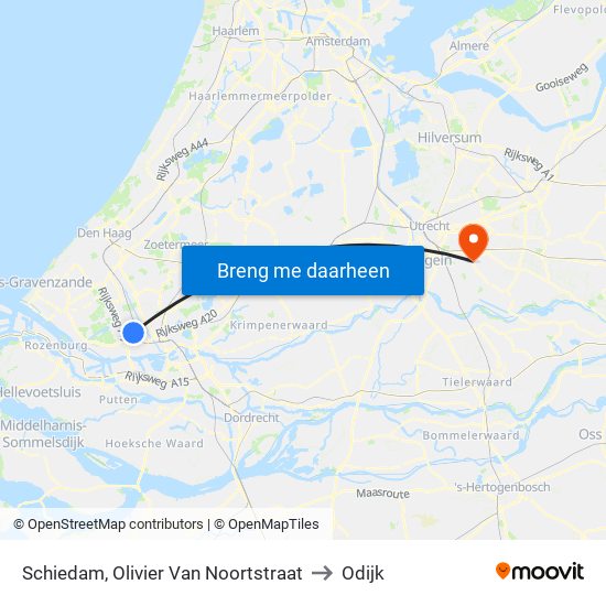 Schiedam, Olivier Van Noortstraat to Odijk map