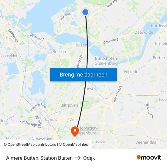 Almere Buiten, Station Buiten to Odijk map