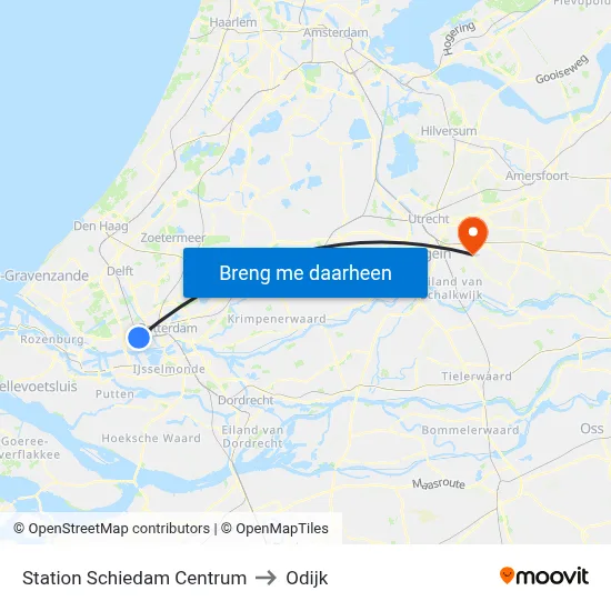 Station Schiedam Centrum to Odijk map