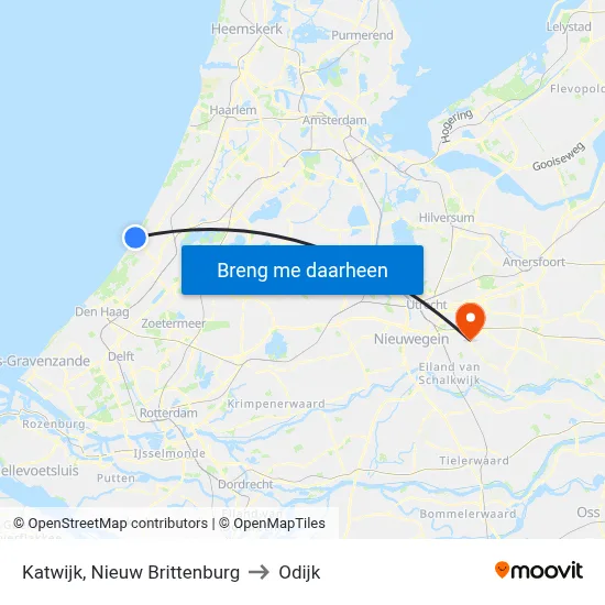 Katwijk, Nieuw Brittenburg to Odijk map