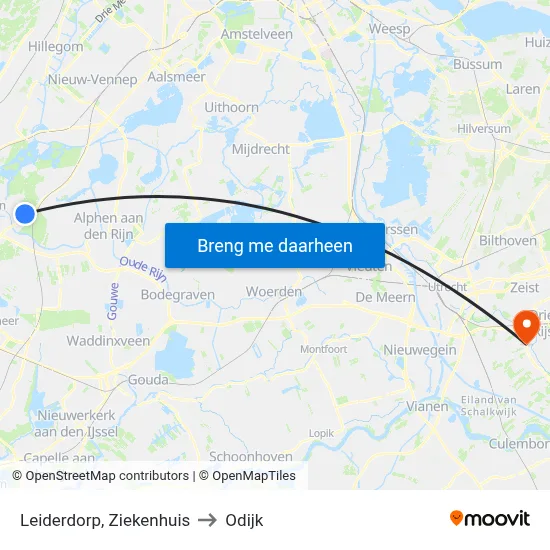 Leiderdorp, Ziekenhuis to Odijk map