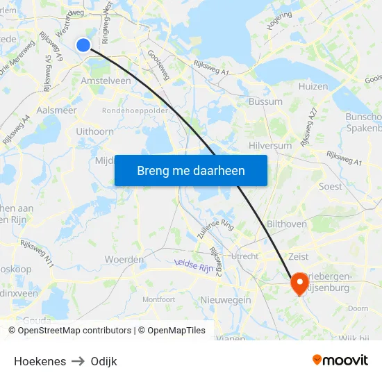 Hoekenes to Odijk map