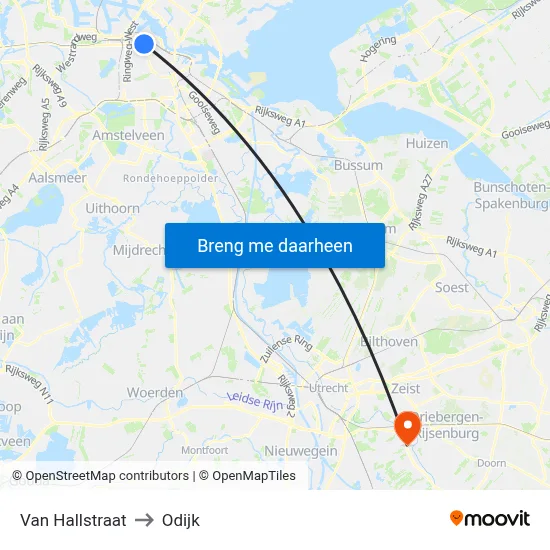 Van Hallstraat to Odijk map