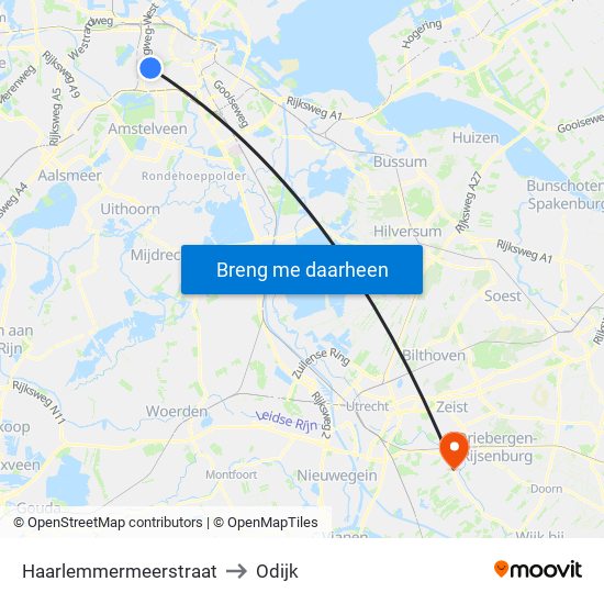 Haarlemmermeerstraat to Odijk map