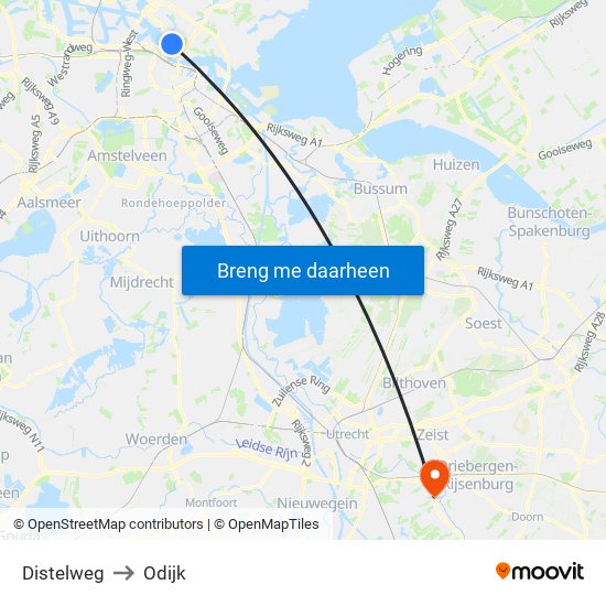 Distelweg to Odijk map