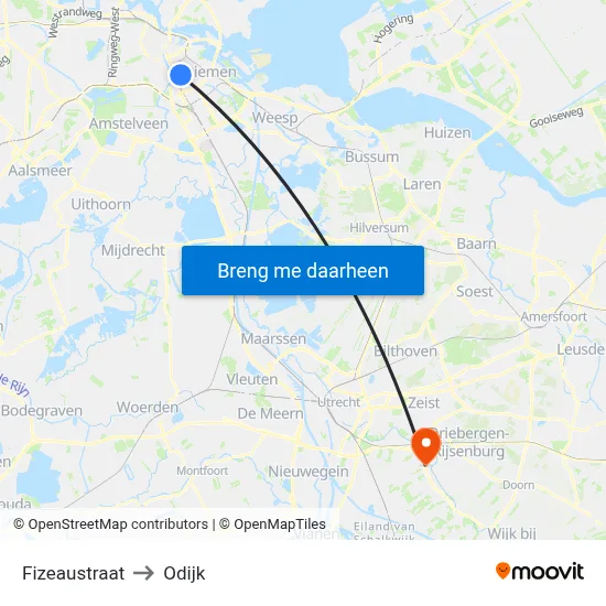 Fizeaustraat to Odijk map