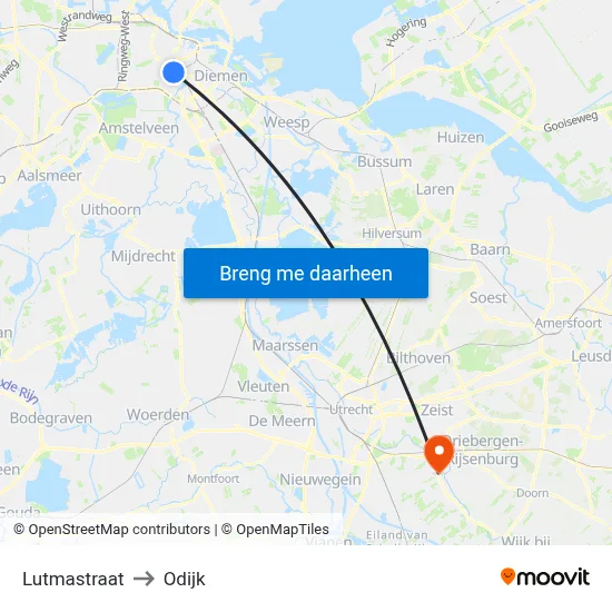 Lutmastraat to Odijk map
