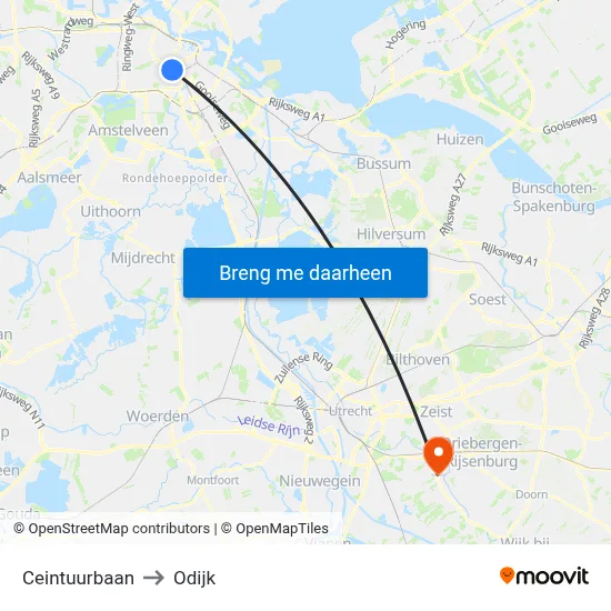 Ceintuurbaan to Odijk map