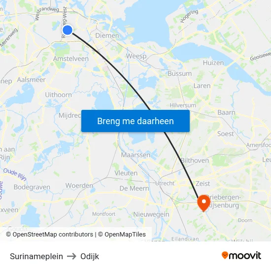 Surinameplein to Odijk map