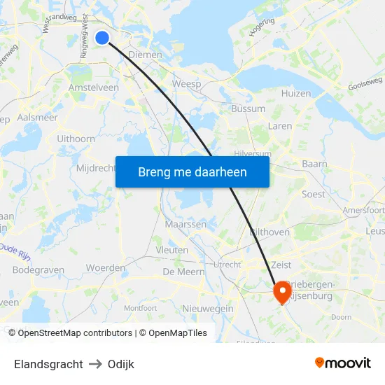 Elandsgracht to Odijk map