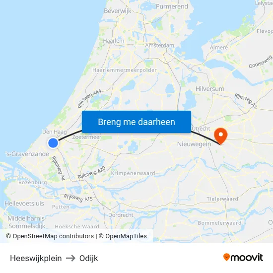 Heeswijkplein to Odijk map
