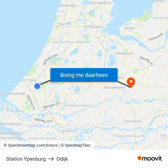 Station Ypenburg to Odijk map