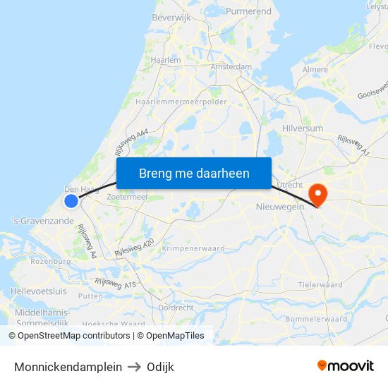 Monnickendamplein to Odijk map